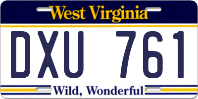 WV license plate DXU761