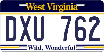 WV license plate DXU762