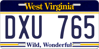 WV license plate DXU765