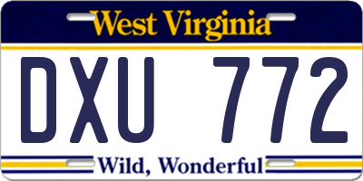 WV license plate DXU772