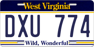 WV license plate DXU774