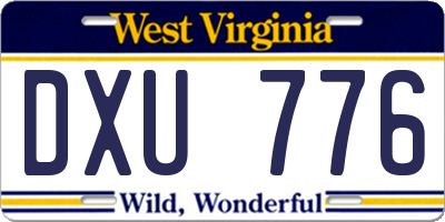 WV license plate DXU776