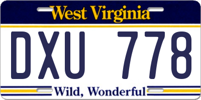 WV license plate DXU778