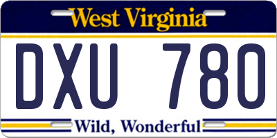 WV license plate DXU780
