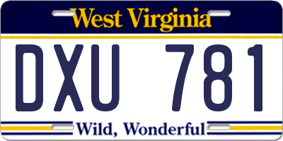 WV license plate DXU781