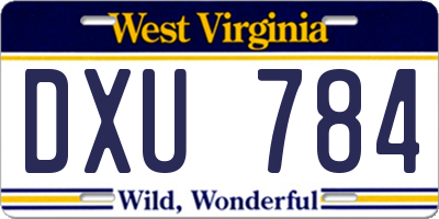 WV license plate DXU784