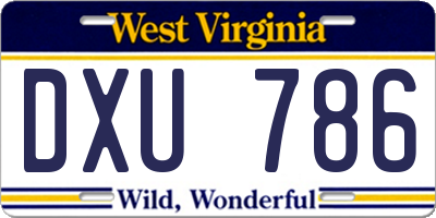 WV license plate DXU786