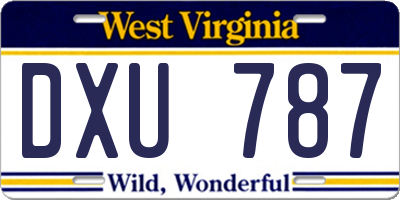 WV license plate DXU787