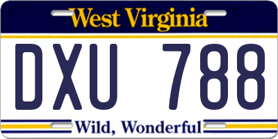 WV license plate DXU788