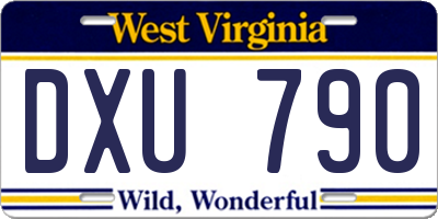 WV license plate DXU790