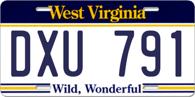 WV license plate DXU791