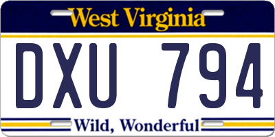 WV license plate DXU794