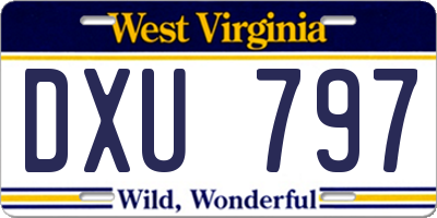 WV license plate DXU797