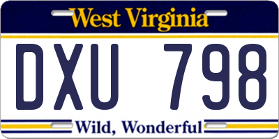 WV license plate DXU798