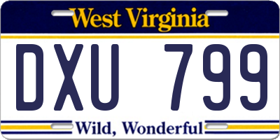 WV license plate DXU799