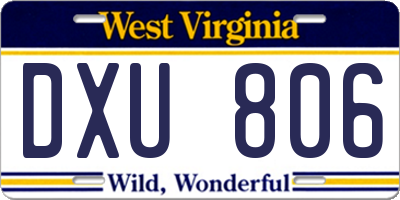 WV license plate DXU806