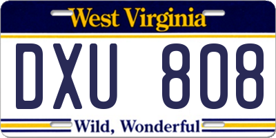 WV license plate DXU808