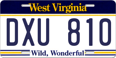 WV license plate DXU810