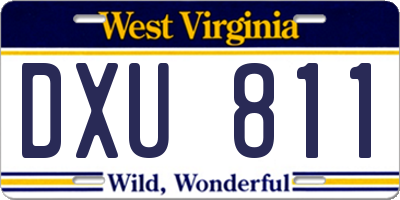 WV license plate DXU811