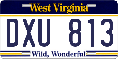 WV license plate DXU813