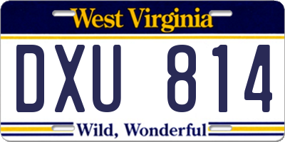 WV license plate DXU814