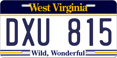 WV license plate DXU815