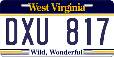 WV license plate DXU817