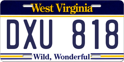 WV license plate DXU818