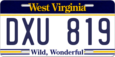 WV license plate DXU819