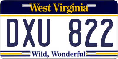 WV license plate DXU822