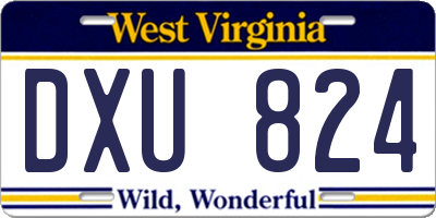 WV license plate DXU824