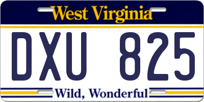 WV license plate DXU825