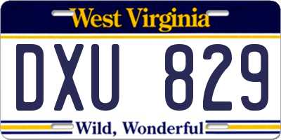 WV license plate DXU829