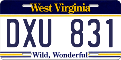 WV license plate DXU831