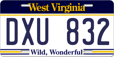 WV license plate DXU832