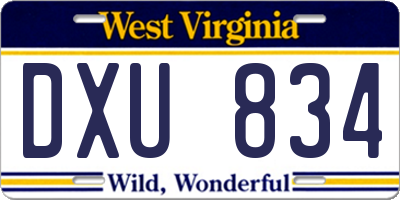 WV license plate DXU834