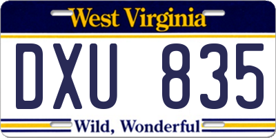 WV license plate DXU835