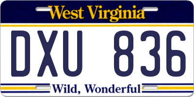 WV license plate DXU836