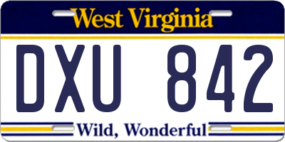 WV license plate DXU842