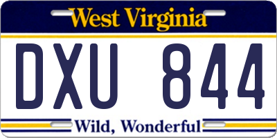 WV license plate DXU844