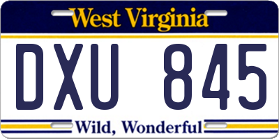 WV license plate DXU845