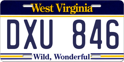 WV license plate DXU846
