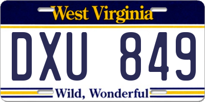 WV license plate DXU849