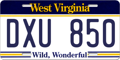 WV license plate DXU850