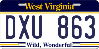 WV license plate DXU863