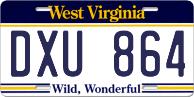 WV license plate DXU864