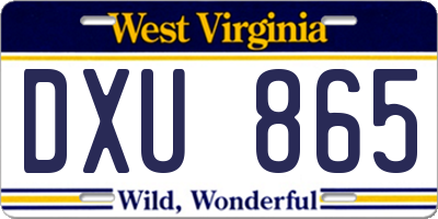 WV license plate DXU865