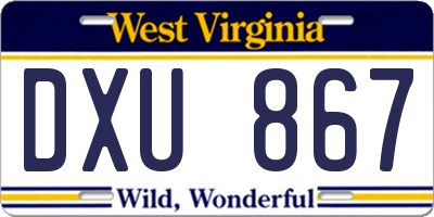 WV license plate DXU867