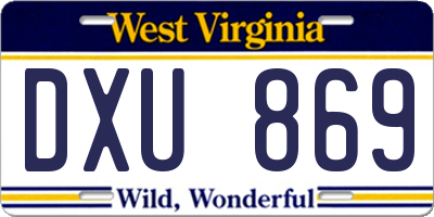WV license plate DXU869
