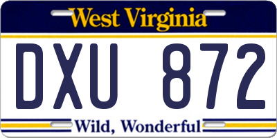 WV license plate DXU872